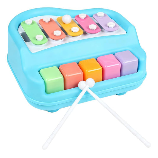 2 in 1 Xylophone for Toddlers, Baby Xylophone Piano Toy with 5 Multicolored Key Scales and Two