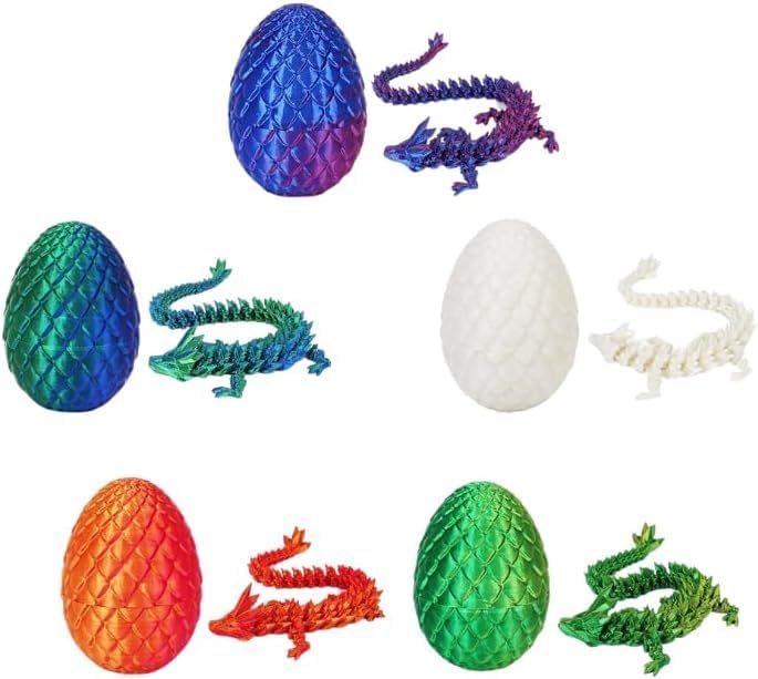 4PCS 3D Printed Dragon Eggs with Dragon Inside Articulated Crystal Dragon Mystery Dragon Egg Fidget