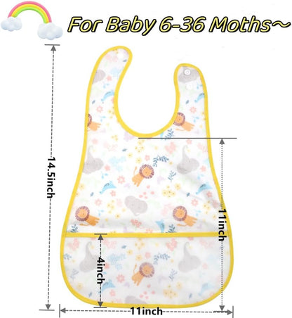 Baby bibs Waterproof Toddler bib - Feeding bib with Pocket for Infant Boy Girl Washable 6-36M