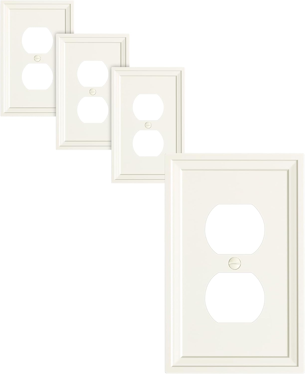 4-Pack Duplex Outlet Cover, Natural Bamboo Fiber Switch Plates and Outlet Covers, Light Almond