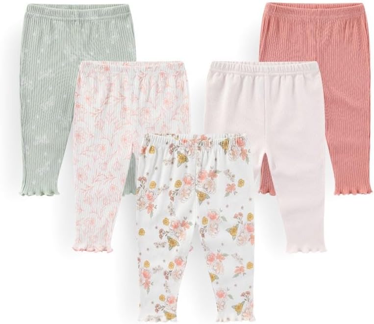 Unisex Baby Boy Girl Pants Sets Cotton Soft Infants Bottoms Casual 5 Pack 0-12 Month Babies'