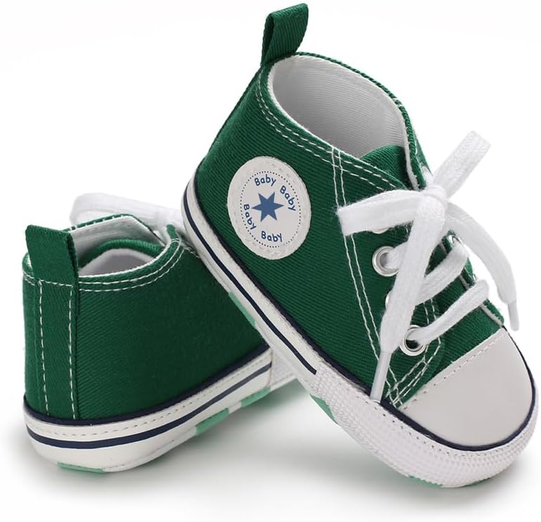 Unisex Baby Girls Boys Canvas High-top Shoes, Newborn Infant Anti-Slip Soft Sole Frist Walking