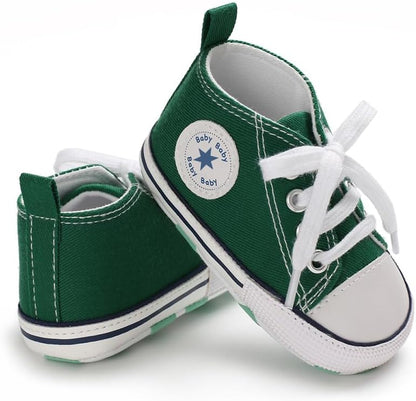 Unisex Baby Girls Boys Canvas High-top Shoes, Newborn Infant Anti-Slip Soft Sole Frist Walking