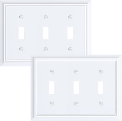 2-Pack Triple Toggle Light Switch Cover Plate, Durable Natural Bamboo Fiber Decorative Switch Plate