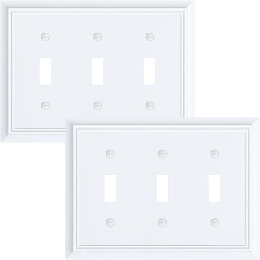 2-Pack Triple Toggle Light Switch Cover Plate, Durable Natural Bamboo Fiber Decorative Switch Plate