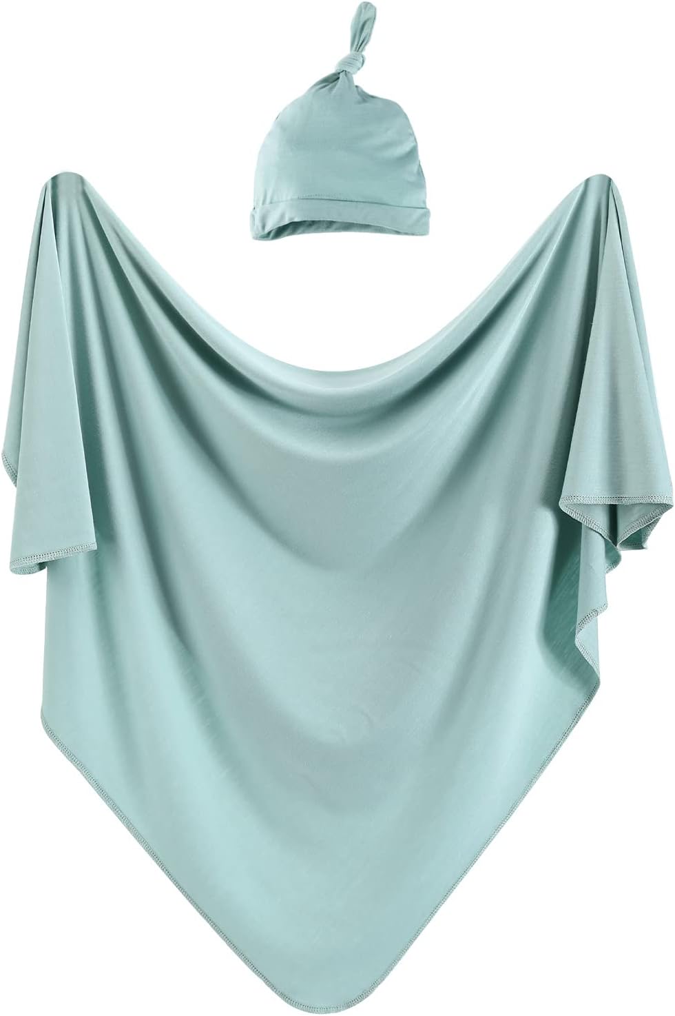 iEvolve Cotton Knitted Baby Swaddle Blanket with Hat Headband Set Newborn Swaddle Wrap Receiving