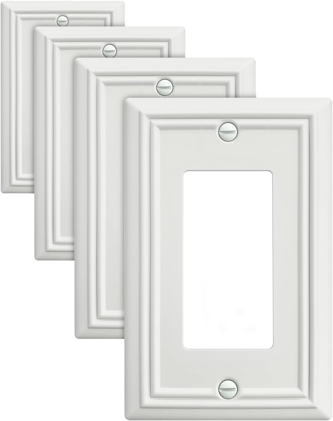 4-Pack Decorator Wall Plates for Receptacle, GFCI Outlet, Dimmer Switch, Metal Electrical Outlet