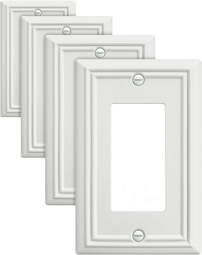 4-Pack Decorator Wall Plates for Receptacle, GFCI Outlet, Dimmer Switch, Metal Electrical Outlet