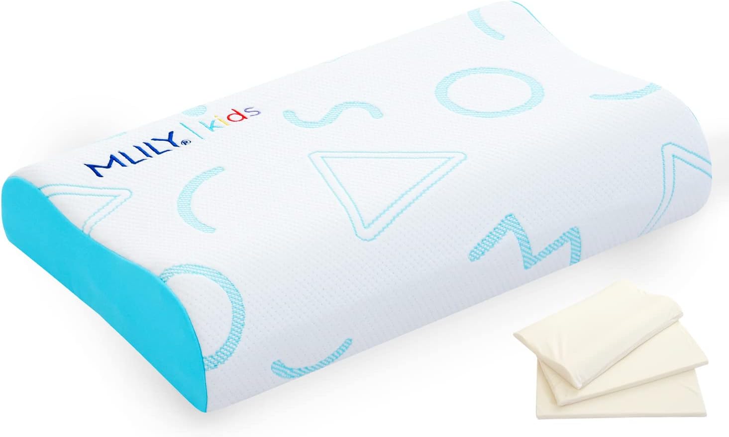 MLILY Kids Pillow for Sleeping, Adjustable Kids Memory Foam Pillow for Bed Set, Breathable and