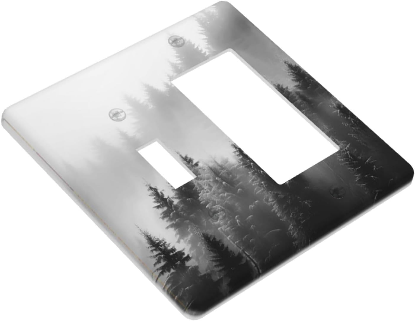 Foggy Forest Natural Scenery Retro Tree Pine Outlet Covers 1 Toggle 1 Rocker Combination Decorative