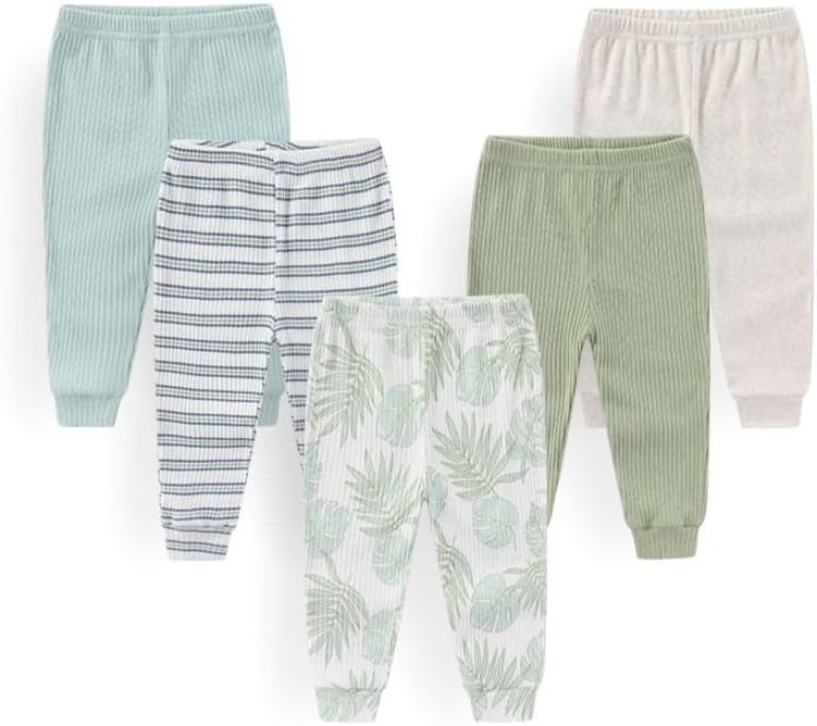 Unisex Baby Boy Girl Pants Sets Cotton Soft Infants Bottoms Casual 5 Pack 0-12 Month Babies'