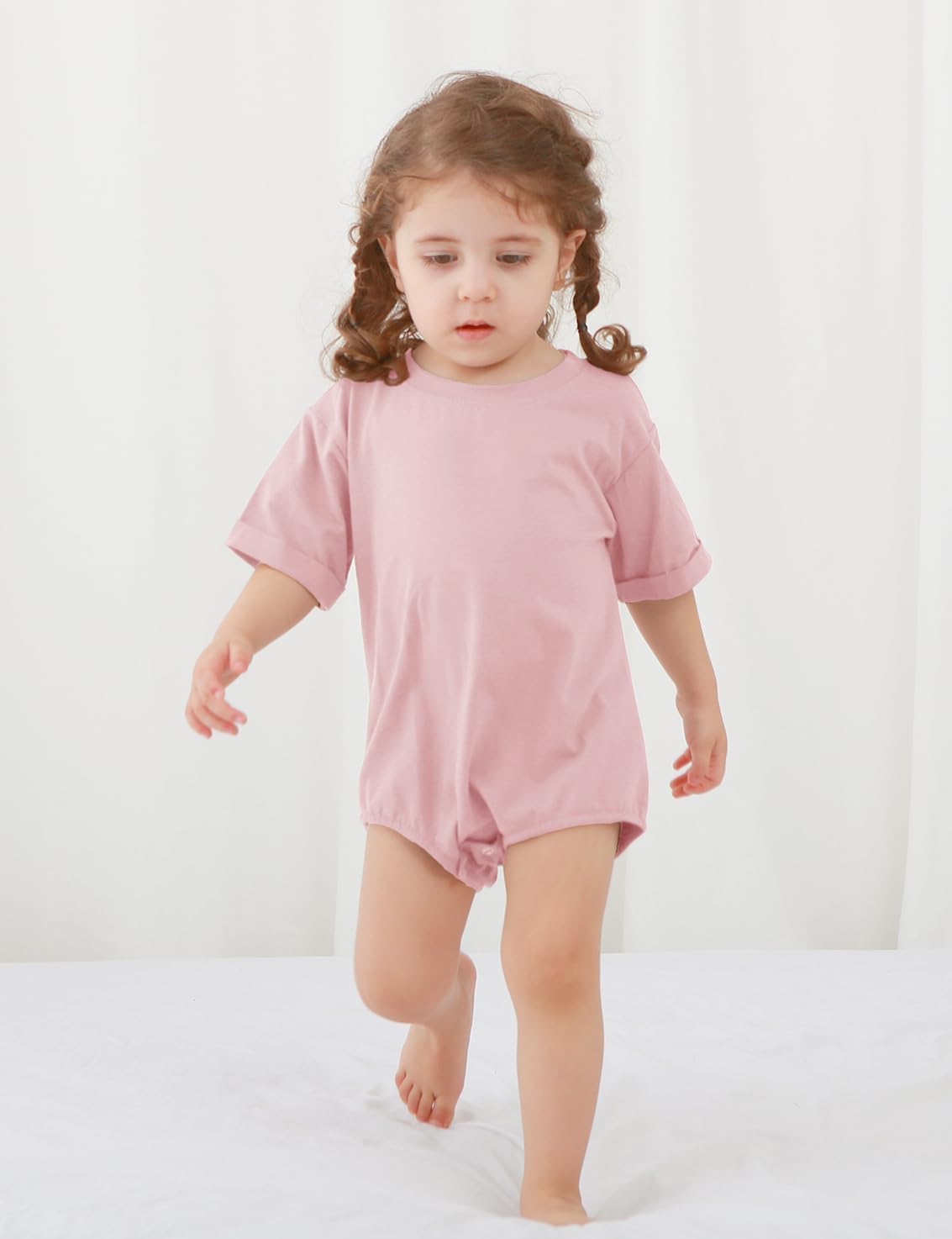 Jimonda Baby Bubble Romper Boy Girl Solid Color T-Shirt Outfits Short Sleeve Bodysuit Organic