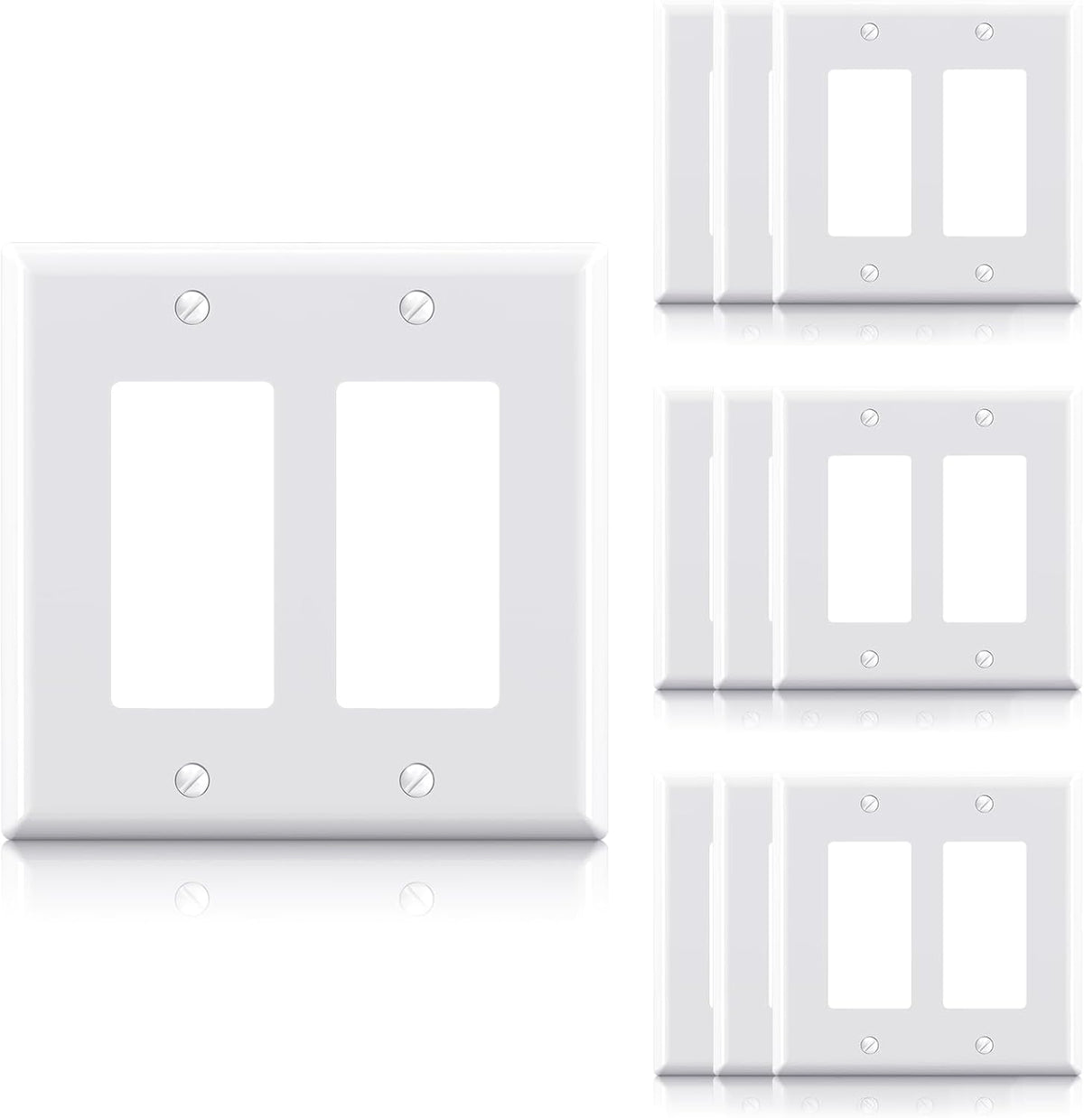 ELEGRP 2-Gang Decorative Wall Plates, Mid-Size 4.88" H x 4.94" L Unbreakable Thermoplastic