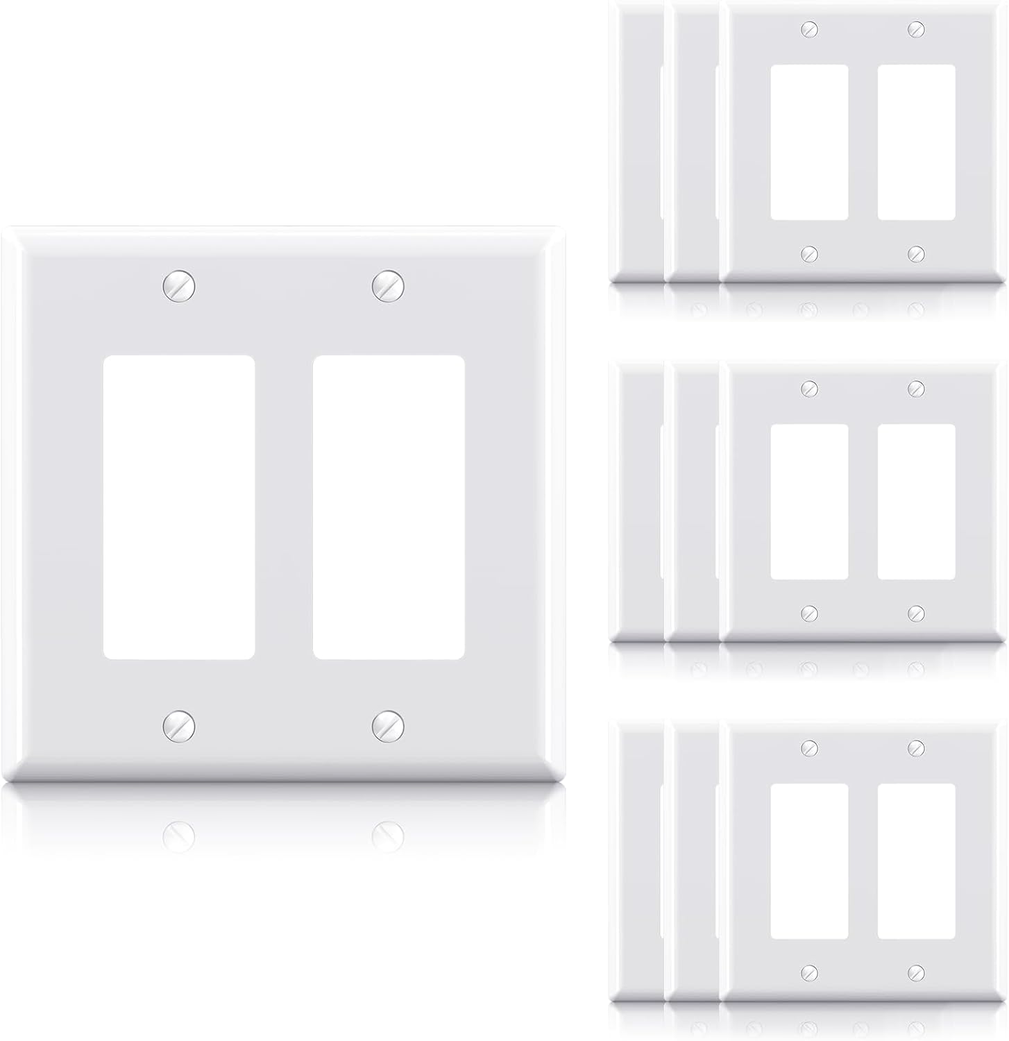 ELEGRP 2-Gang Decorative Wall Plates, Mid-Size 4.88" H x 4.94" L Unbreakable Thermoplastic