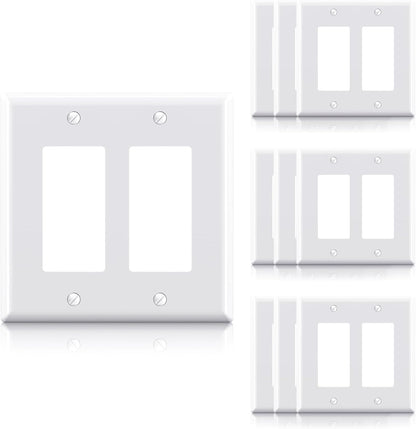 ELEGRP 2-Gang Decorative Wall Plates, Mid-Size 4.88" H x 4.94" L Unbreakable Thermoplastic
