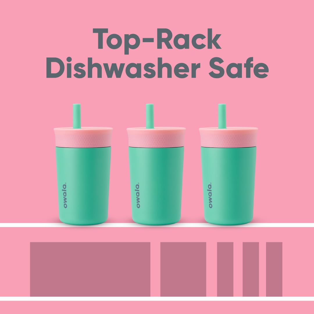 Owala Kids Insulation Stainless Steel Tumbler with Spill Resistant Flexible Straw, Easy to Clean