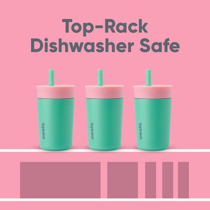 Owala Kids Insulation Stainless Steel Tumbler with Spill Resistant Flexible Straw, Easy to Clean