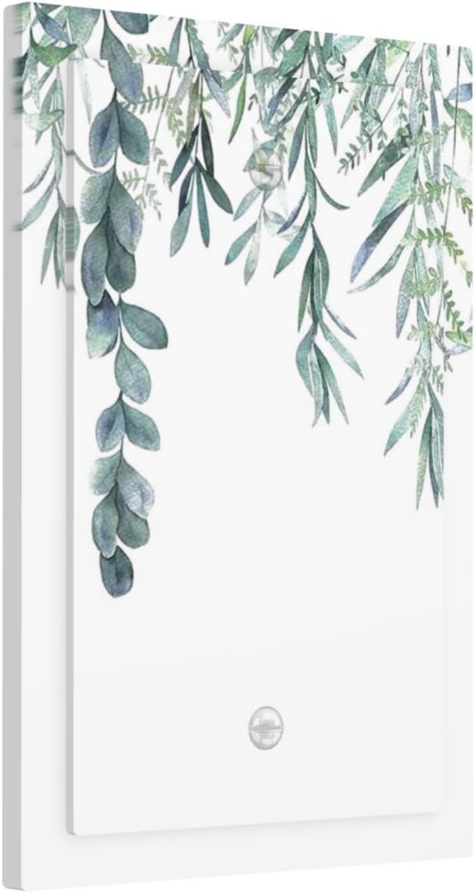 Eucalyptus Leaves Greenery Vine Flowers Simplicity Light Switch Cover Plate 1 Gang No Device Blank