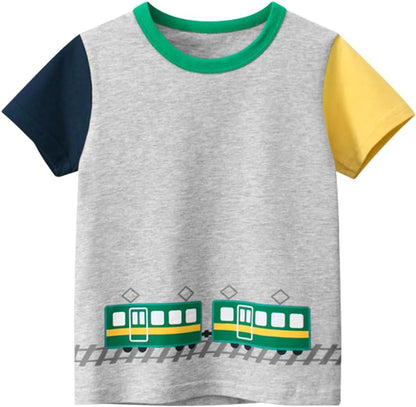 Boys' 4-Pack Excavator Short Sleeve Crewneck T-Shirts Top Tee Size 2-7 Years Toddler Boys' Value