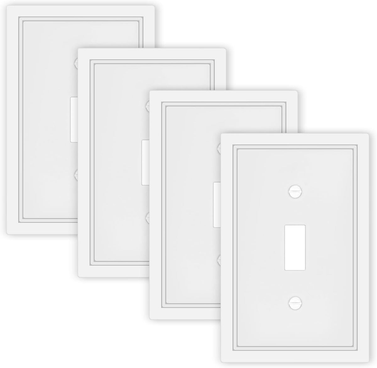 White Decorative Light Switch Cover Plate, Classic Single Toggle Switch Plate Covers, Natural