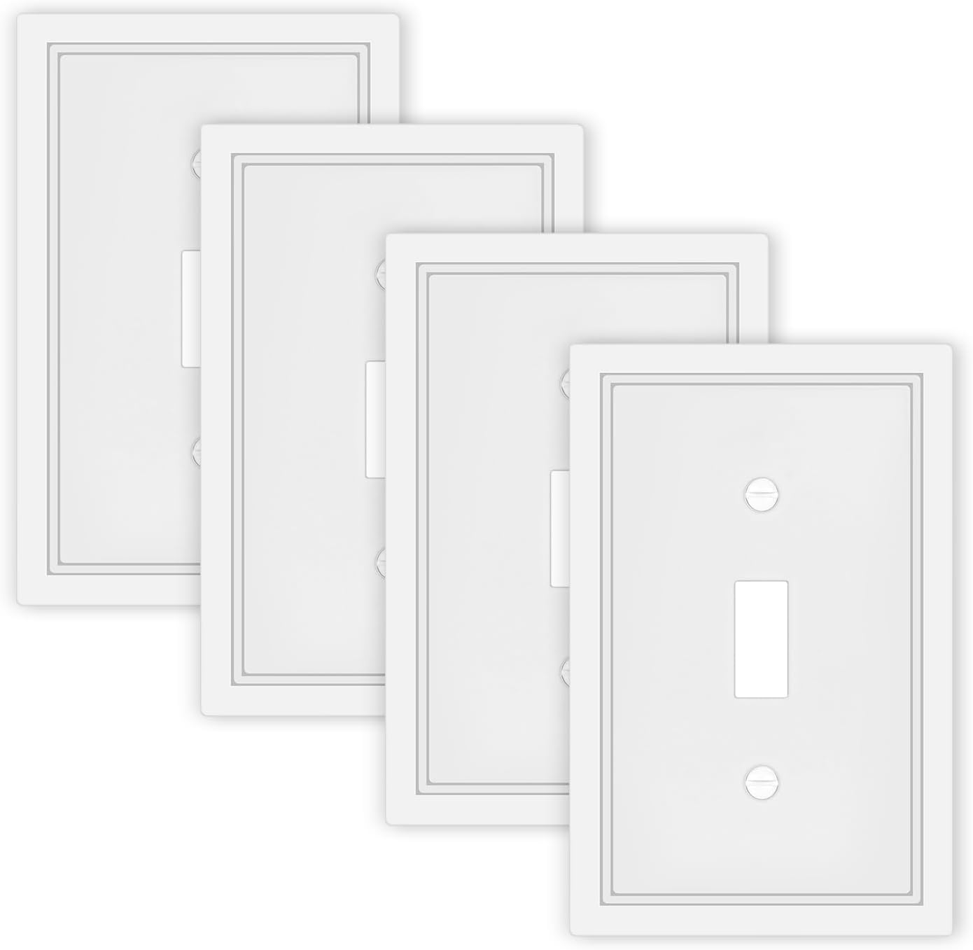 White Decorative Light Switch Cover Plate, Classic Single Toggle Switch Plate Covers, Natural