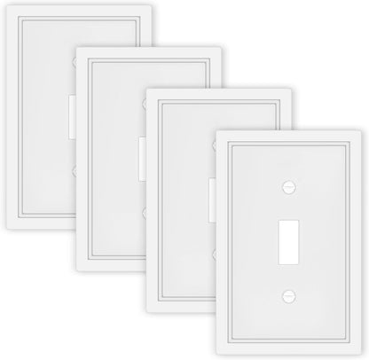 White Decorative Light Switch Cover Plate, Classic Single Toggle Switch Plate Covers, Natural