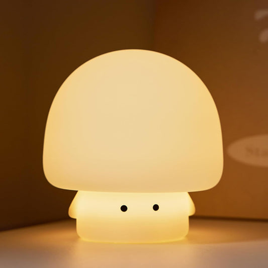 Cute Baby Night Light for Kids,Rechargeable Dimmable Silicone Nursery Toddler Mushroom
