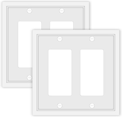 Double Decorator Switch Cover Plate White Classic Decorative Decorator Switch Plates Cover 2 Gang