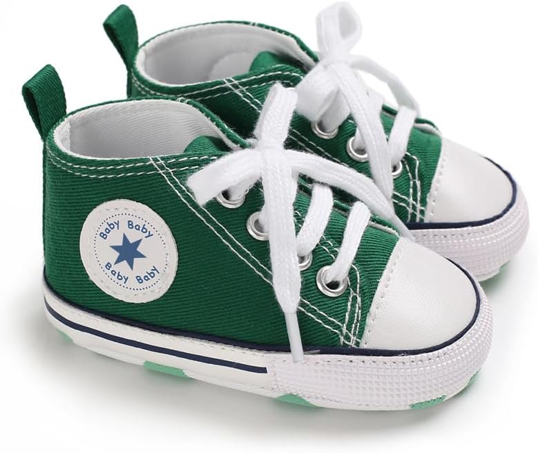 Unisex Baby Girls Boys Canvas High-top Shoes, Newborn Infant Anti-Slip Soft Sole Frist Walking
