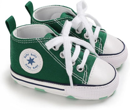 Unisex Baby Girls Boys Canvas High-top Shoes, Newborn Infant Anti-Slip Soft Sole Frist Walking