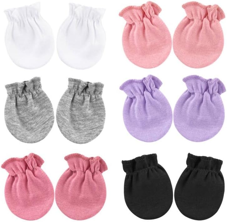 BQUBO Newborn Infant Toddler Mittens No Scratch Cotton Elastic Wrist Gloves Hypoallergenic for 0-6