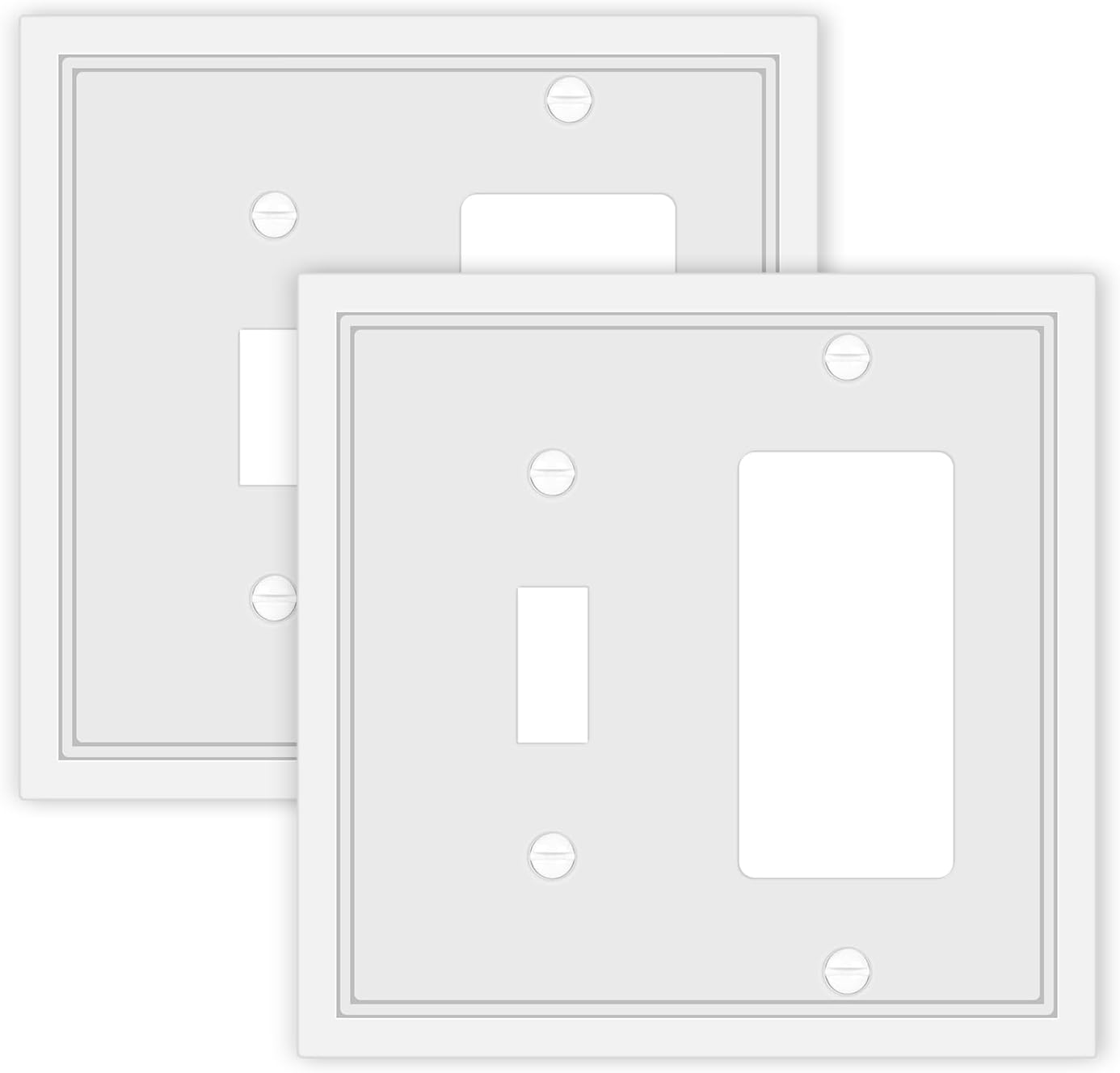 Toggle/Decorator Combo Light Switch Cover Plate White Classic Decorative Switch Plates Cover 2 Gang