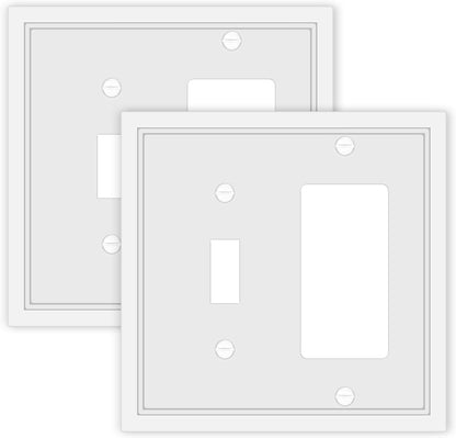 Toggle/Decorator Combo Light Switch Cover Plate White Classic Decorative Switch Plates Cover 2 Gang