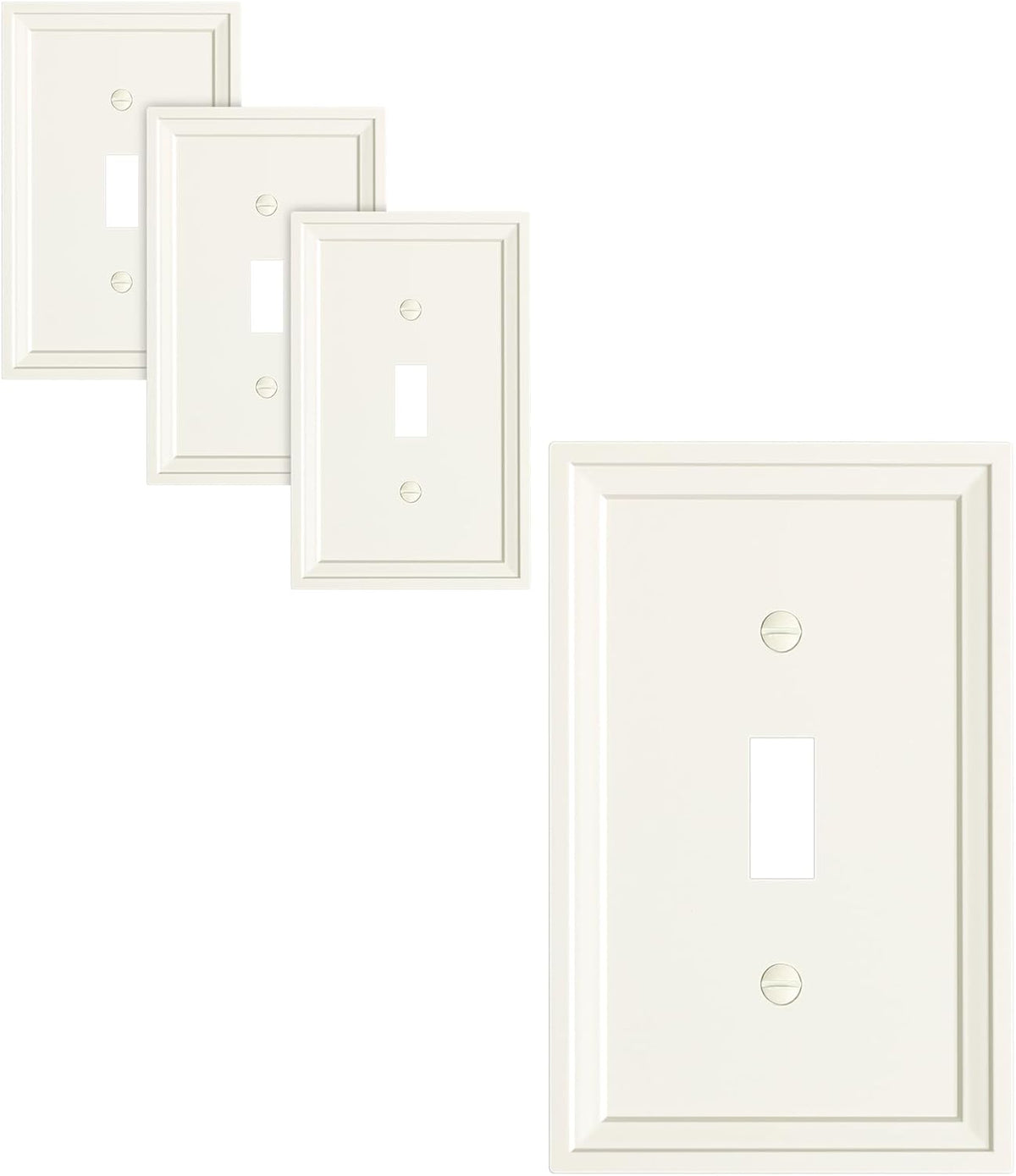 4-Pack Single Toggle Light Switch Covers Wall Plate, Light Almond Decorative Switch Plate Covers, 1