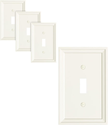4-Pack Single Toggle Light Switch Covers Wall Plate, Light Almond Decorative Switch Plate Covers, 1