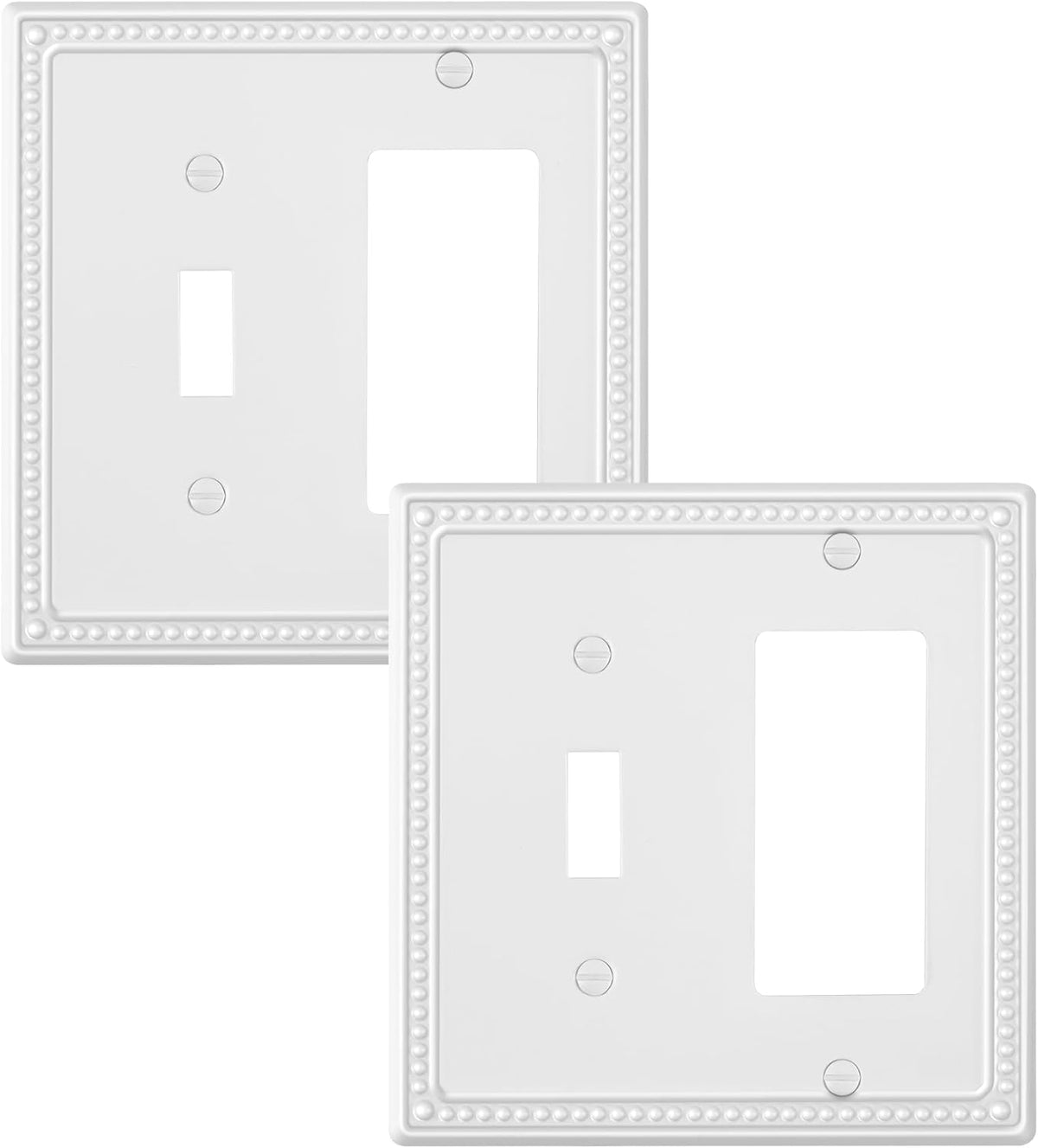 2-Pack Combo Toggle/Decorator Light Switch Cover Plate, Pearls Decorative Electrical Outlet Covers