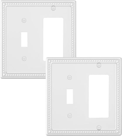 2-Pack Combo Toggle/Decorator Light Switch Cover Plate, Pearls Decorative Electrical Outlet Covers