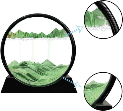 Aoderun Moving Sand Art Picture Round Glass 3D Deep Sea Sandscape in Motion Display Flowing Sand