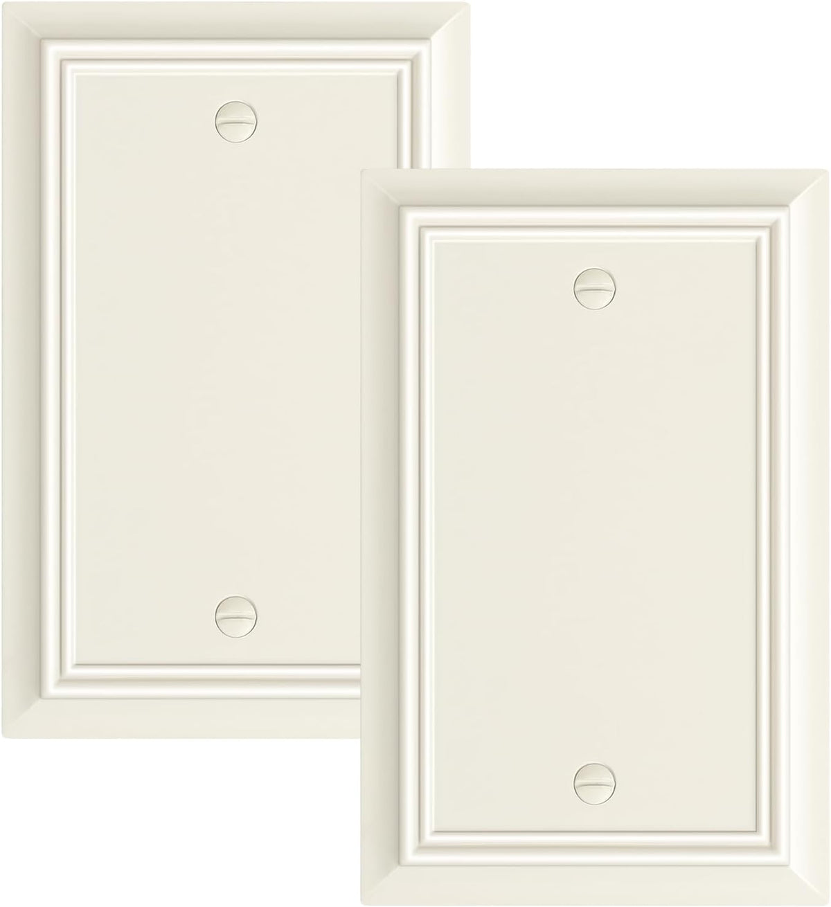 2-Pack Single Blank Wall Plate, Durable Natural Bamboo Fiber Wall Plate Cover,Light Almond 1 Gang