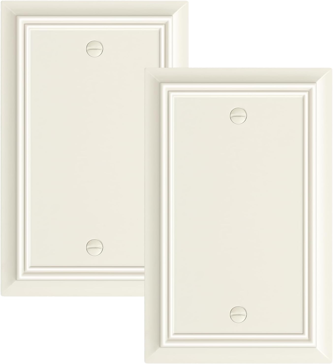 2-Pack Single Blank Wall Plate, Durable Natural Bamboo Fiber Wall Plate Cover,Light Almond 1 Gang