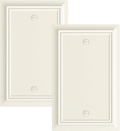 2-Pack Single Blank Wall Plate, Durable Natural Bamboo Fiber Wall Plate Cover,Light Almond 1 Gang