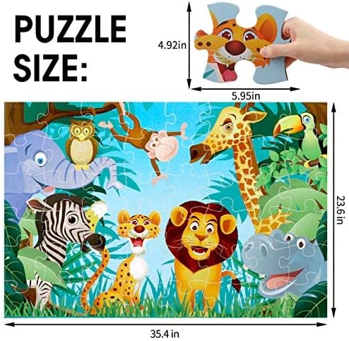 Jumbo Floor Puzzle for Kids Animal Jigsaw Large Puzzles 48 Piece Ages 3-6 for Toddler Children