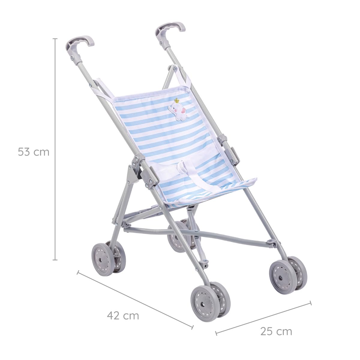 JC Toys Boutique | Folding Umbrella Doll Stroller for Children 2 Years Plus, Blue Stripes and Soft