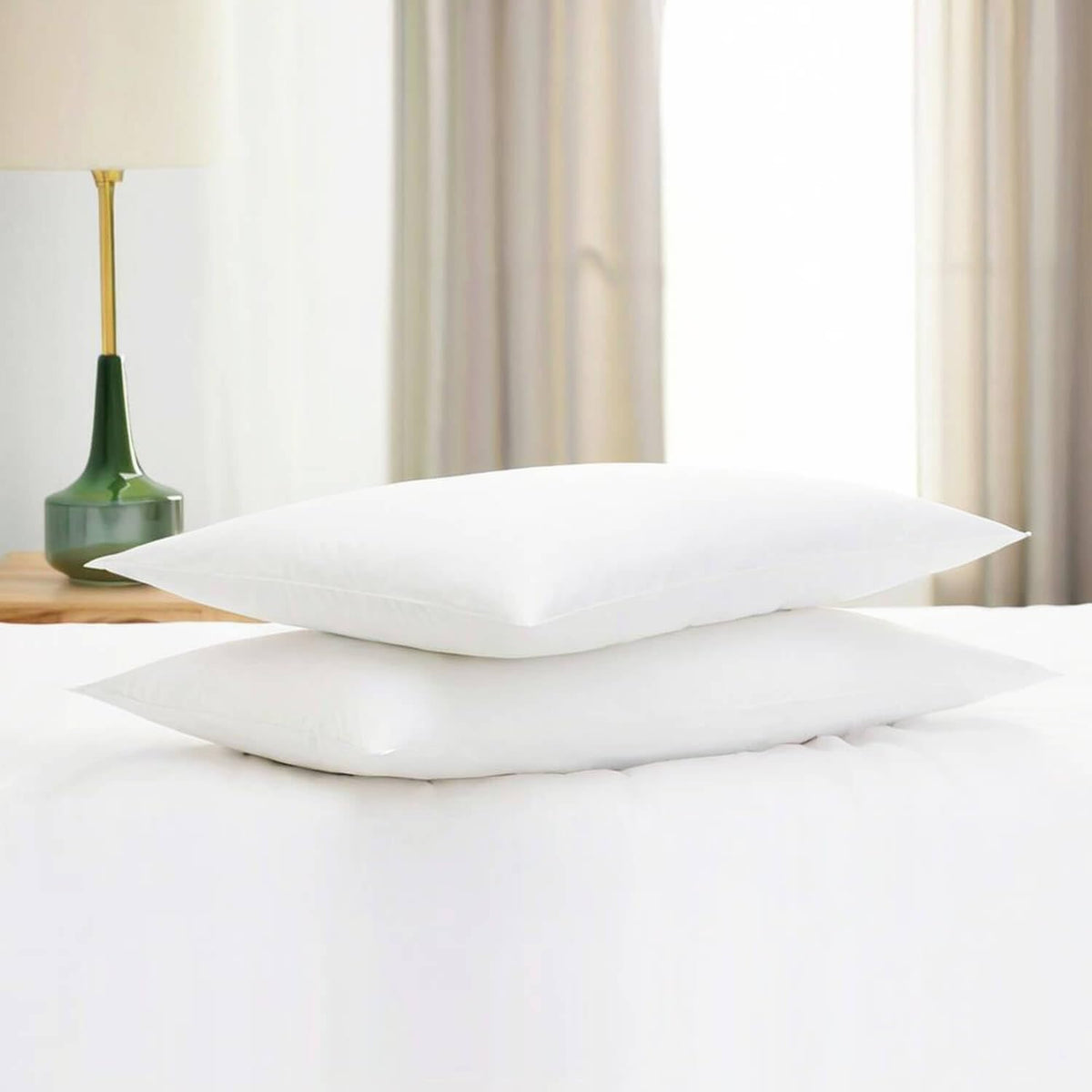 Squishy Flat Bed Pillows Queen Size Set of 2 Extra Soft Thin Pillow for Stomach Sleeping Adults