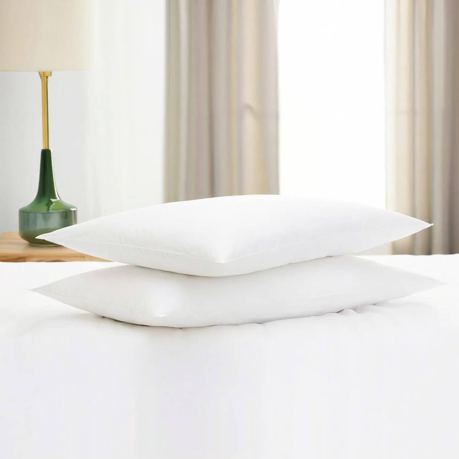 Squishy Flat Bed Pillows Standard Size Set of 2 Extra Soft Thin Pillow for Stomach Sleeping Adults