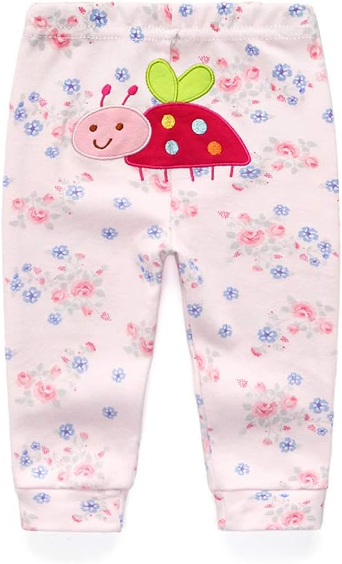 Unisex Newborn Baby Cotton 4-Pack Pants Embroidery Pringting Casual Leggings 0-24 Months for Boys