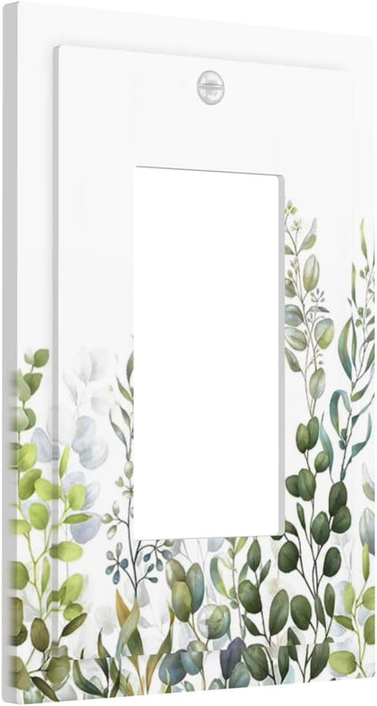 Green Eucalyptus Leaf Plant Herbs Springnature Decorative Outlet Covers 1 Gang Single Rocker Light