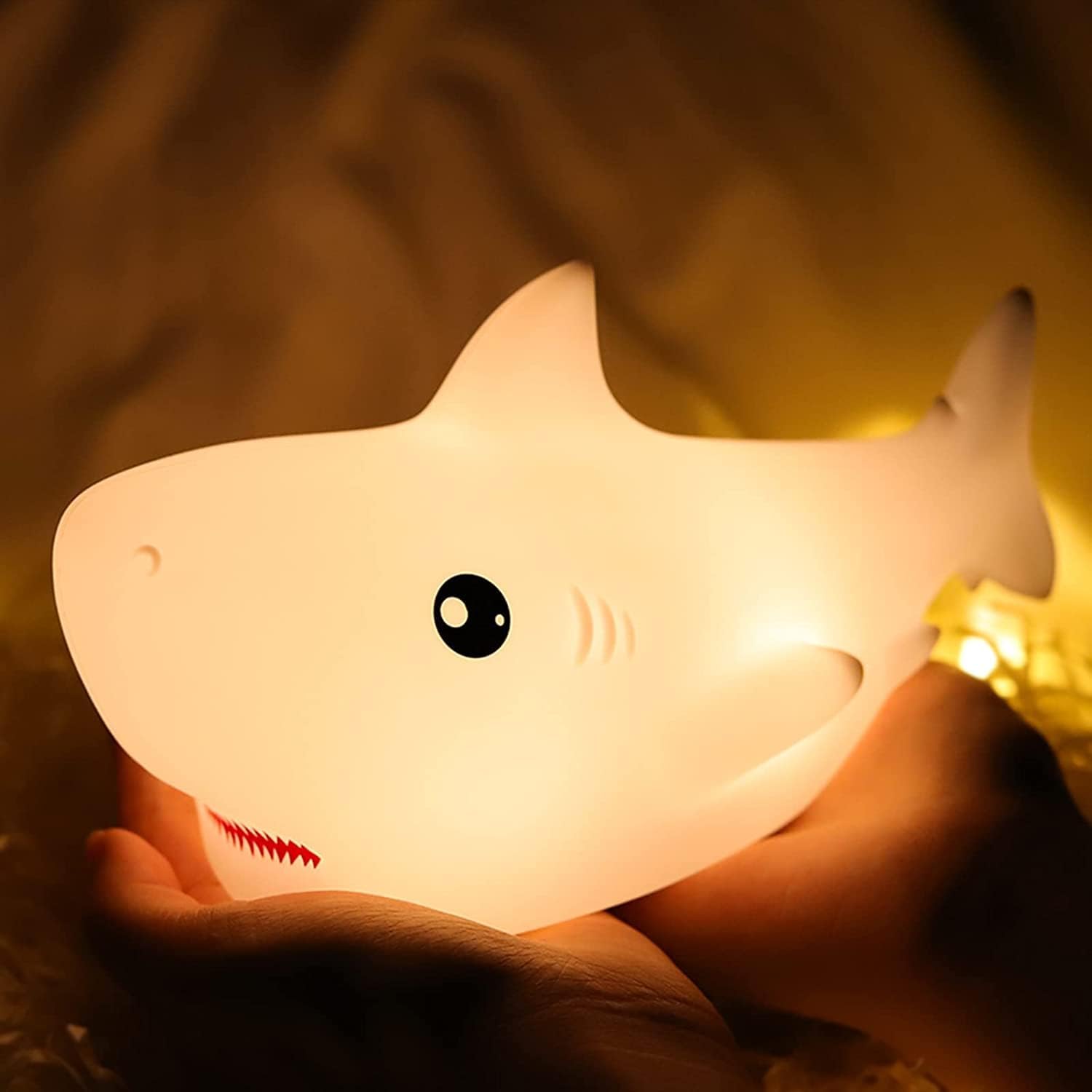 Tremdwoto Night Light for Kids, 7 Colors Shark Night Light Rechargeable Squishy Silicone LED