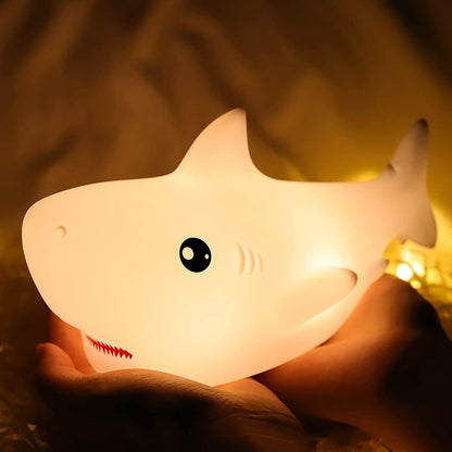 Tremdwoto Night Light for Kids, 7 Colors Shark Night Light Rechargeable Squishy Silicone LED