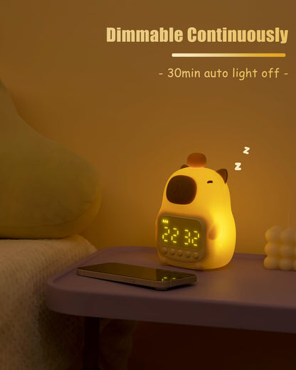 Capybara Alarm Clock with Night Light for Kids, Cute Toddler Alarm Clocks for Bedrooms Ok to Wake